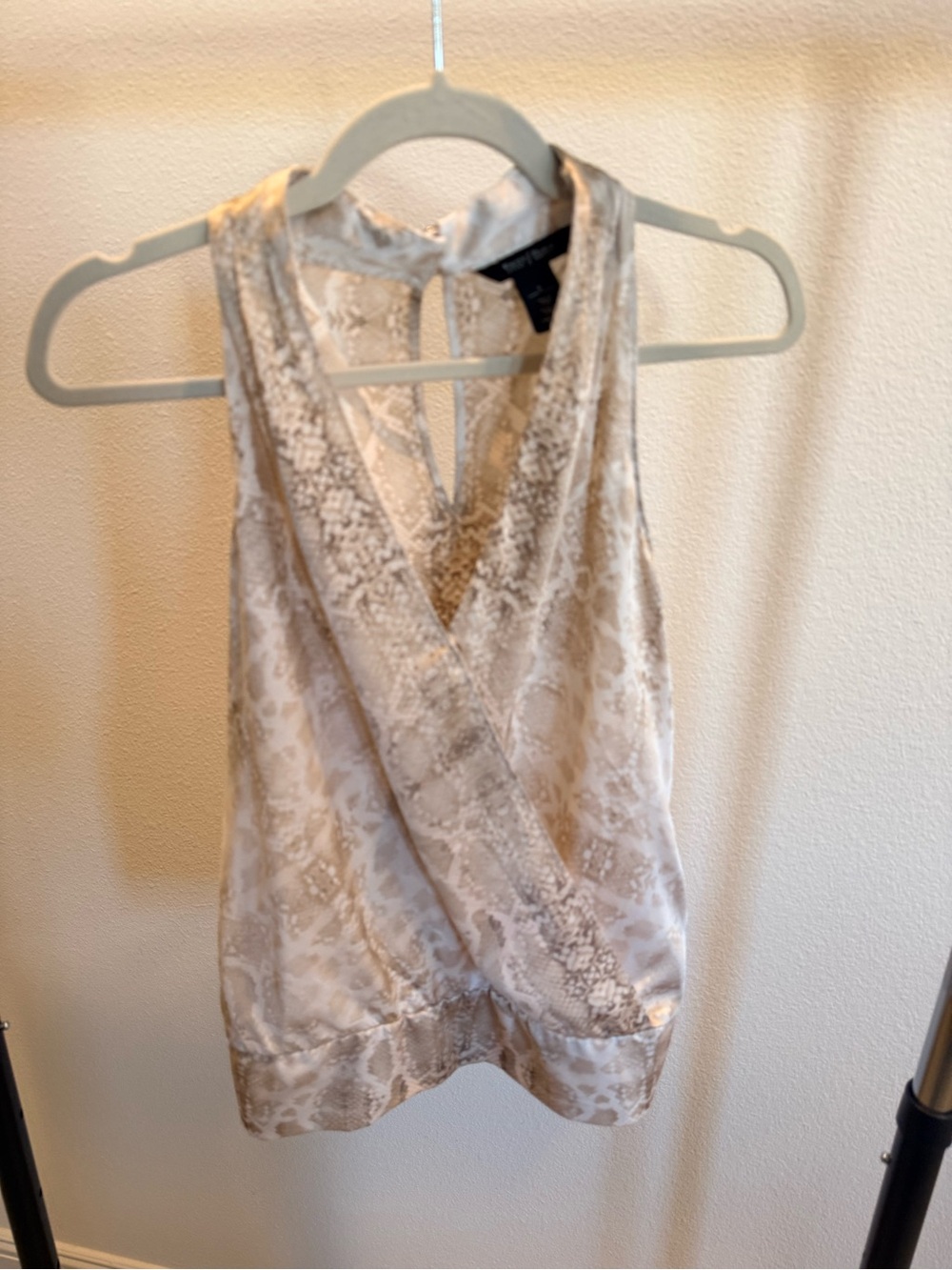 White House Black Market Beige Snake-Print Satin Cami